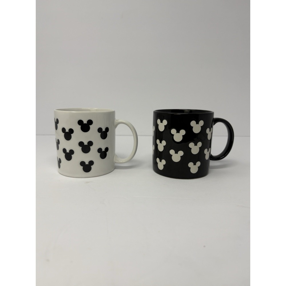 Disney Mickey Mouse Ceramic Mug Set Black White Polka Dot Disneycore